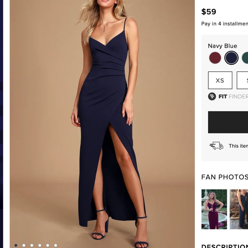 NWT** Sweetest Admirer Navy Blue Ruched Surplice Maxi Dress**